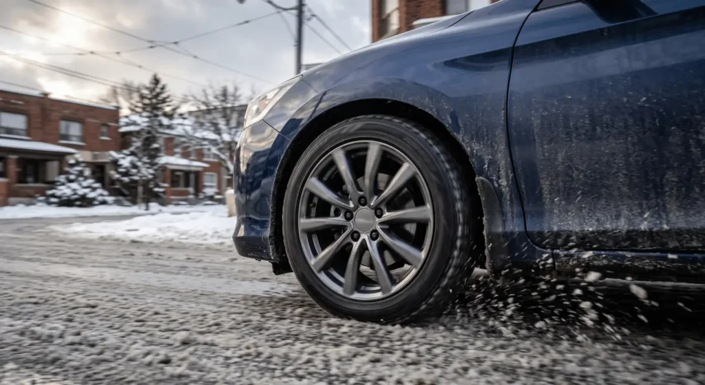 Winter Rim Protection: How GTA Drivers Beat Road Salt (2026 Guide) ❄️ 3 Powder coated rims resisting winter road salt in Toronto